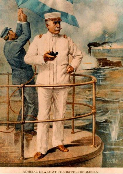 El almirante DEWEY y el submarino PERAL